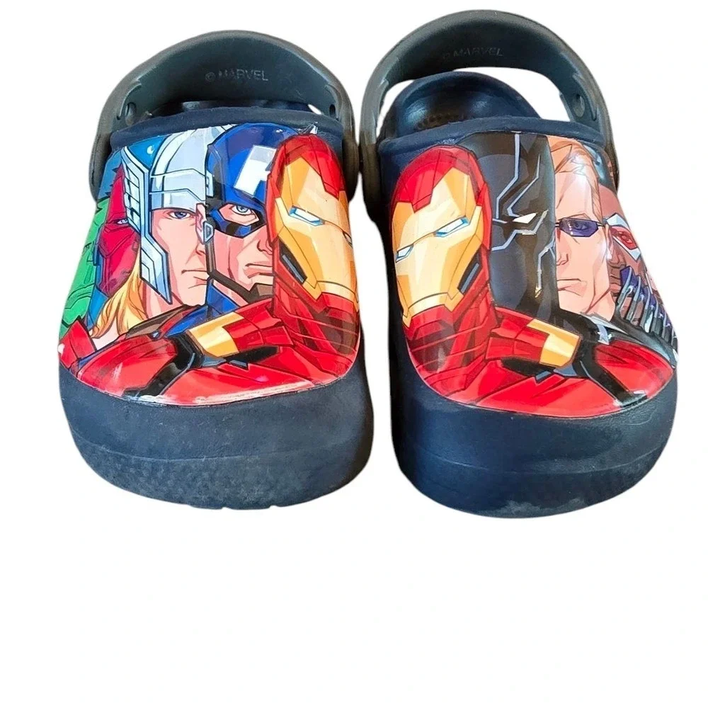 CROCS Comfort Kids Boy's C9 Slip On Marvel Avengers Clogs Shoes Red &‎ Blue